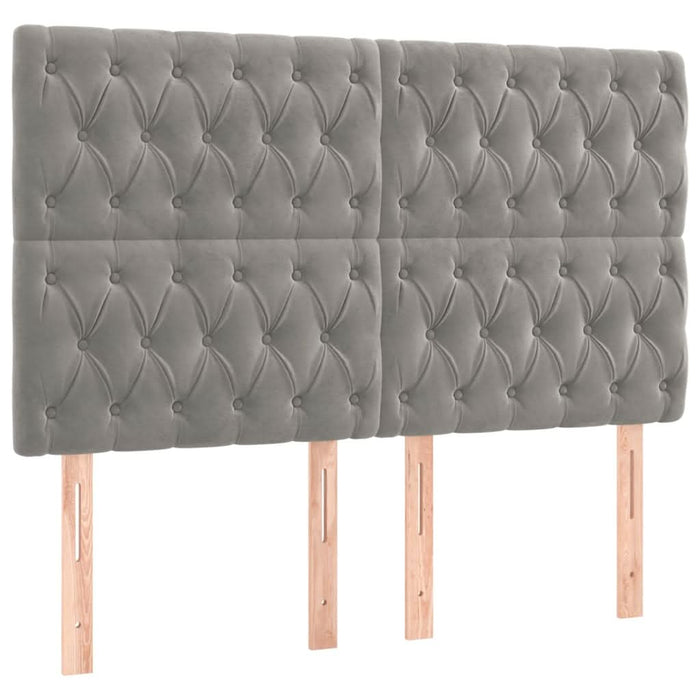 Tăblie de pat cu LED, gri deschis, 144x7x118/128 cm, catifea - WALTI WALTI