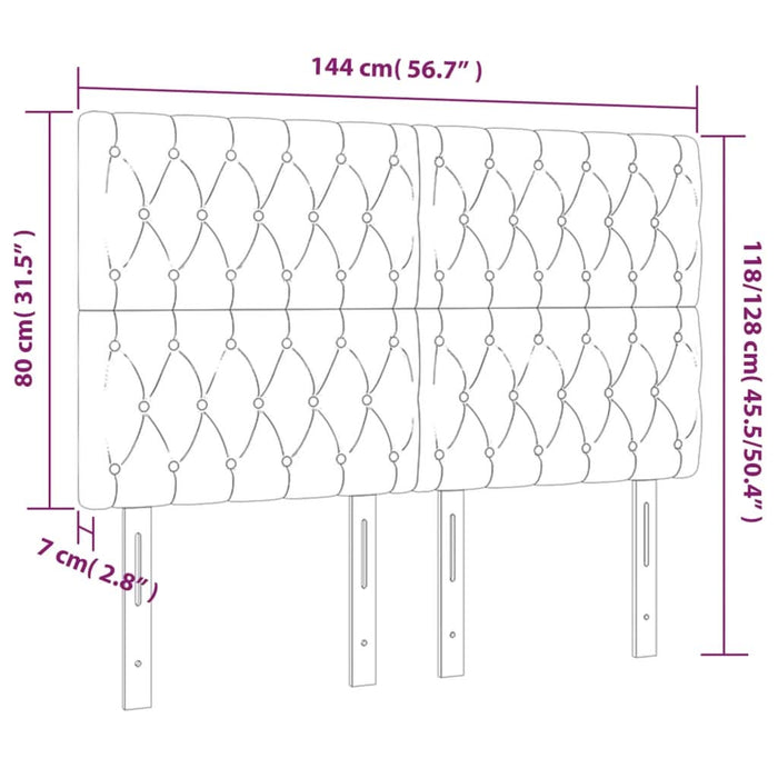 Tăblie de pat cu LED, gri deschis, 144x7x118/128 cm, catifea - WALTI WALTI