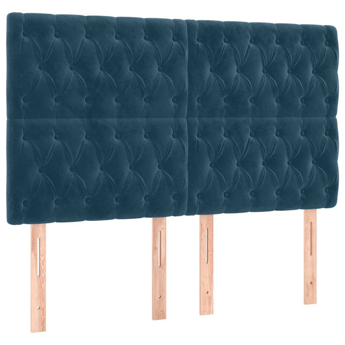 Tăblie de pat cu LED, albastru închis, 144x7x118/128cm, catifea - WALTI WALTI