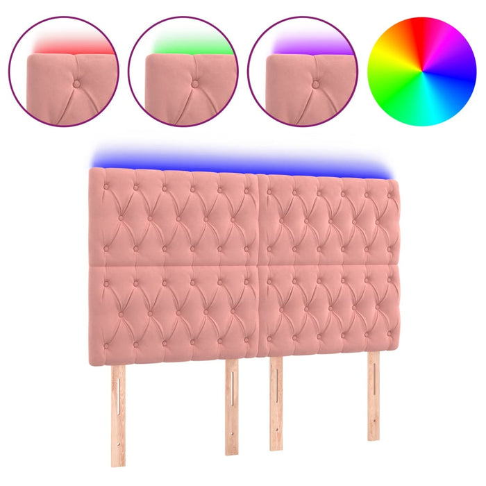 Tăblie de pat cu LED, roz, 144x7x118/128 cm, catifea - WALTI WALTI