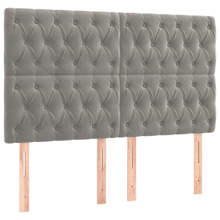 Tăblie de pat cu LED, gri deschis, 160x7x118/128 cm, catifea - WALTI WALTI