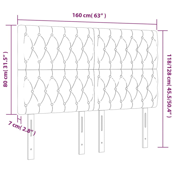 Tăblie de pat cu LED, gri deschis, 160x7x118/128 cm, catifea - WALTI WALTI