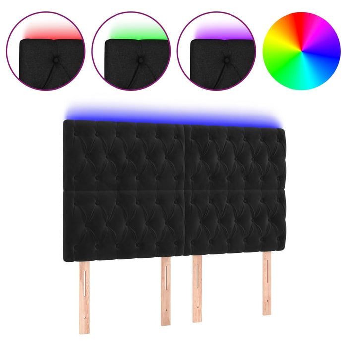 Tăblie de pat cu LED, negru, 160x7x118/128 cm, catifea - WALTI WALTI