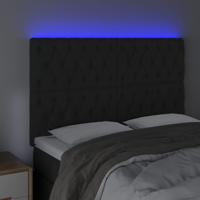 Tăblie de pat cu LED, negru, 160x7x118/128 cm, catifea - WALTI WALTI