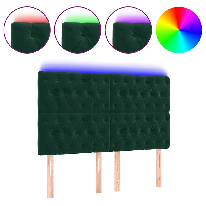 Tăblie de pat cu LED, verde închis, 160x7x118/128 cm, catifea - WALTI WALTI