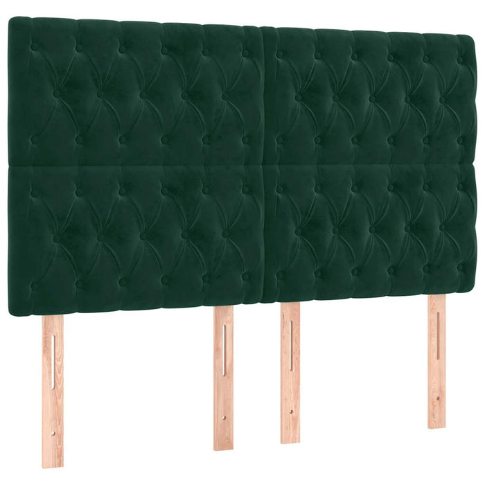 Tăblie de pat cu LED, verde închis, 160x7x118/128 cm, catifea - WALTI WALTI