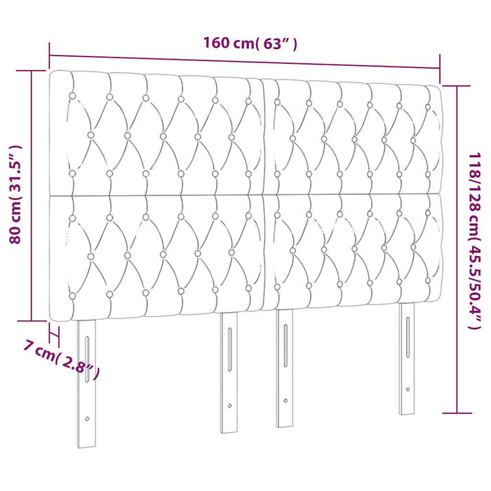 Tăblie de pat cu LED, verde închis, 160x7x118/128 cm, catifea - WALTI WALTI