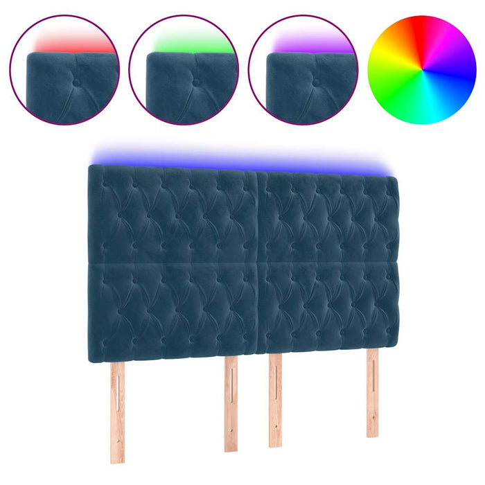 Tăblie de pat cu LED, albastru închis, 160x7x118/128cm, catifea - WALTI WALTI