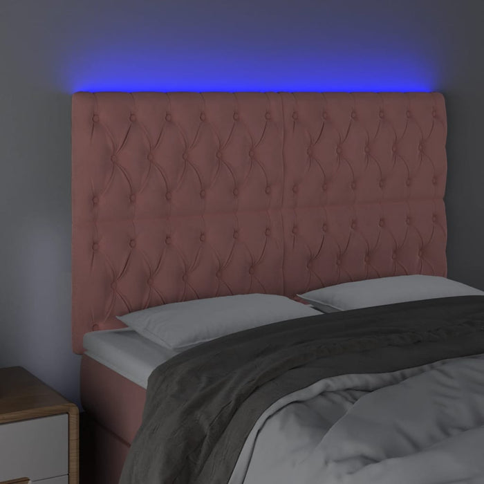 Tăblie de pat cu LED, roz, 160x7x118/128 cm, catifea - WALTI WALTI