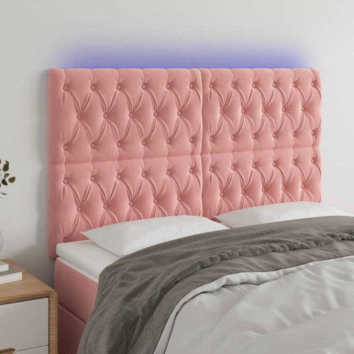 Tăblie de pat cu LED, roz, 160x7x118/128 cm, catifea - WALTI WALTI