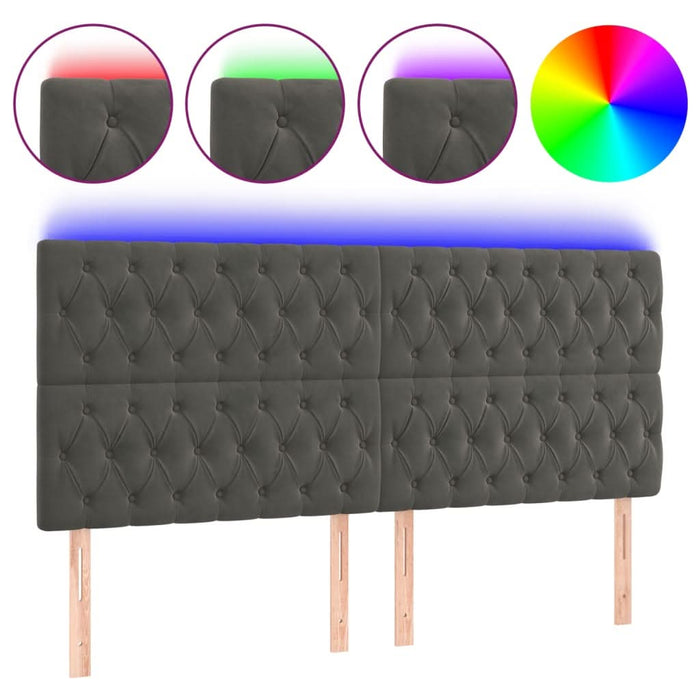 Tăblie de pat cu LED, gri închis, 180x7x118/128 cm, catifea - WALTI WALTI