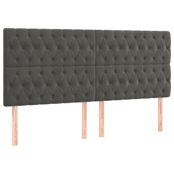 Tăblie de pat cu LED, gri închis, 180x7x118/128 cm, catifea - WALTI WALTI