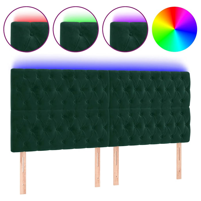 Tăblie de pat cu LED, verde închis, 180x7x118/128 cm, catifea - WALTI WALTI