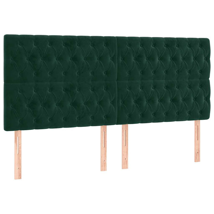 Tăblie de pat cu LED, verde închis, 180x7x118/128 cm, catifea - WALTI WALTI
