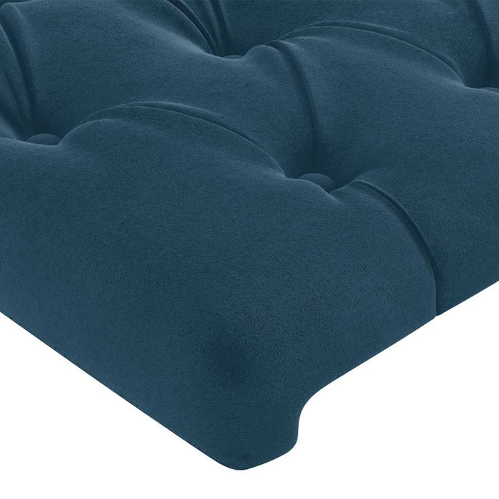 Tăblie de pat cu LED, albastru închis, 180x7x118/128cm, catifea WALTI