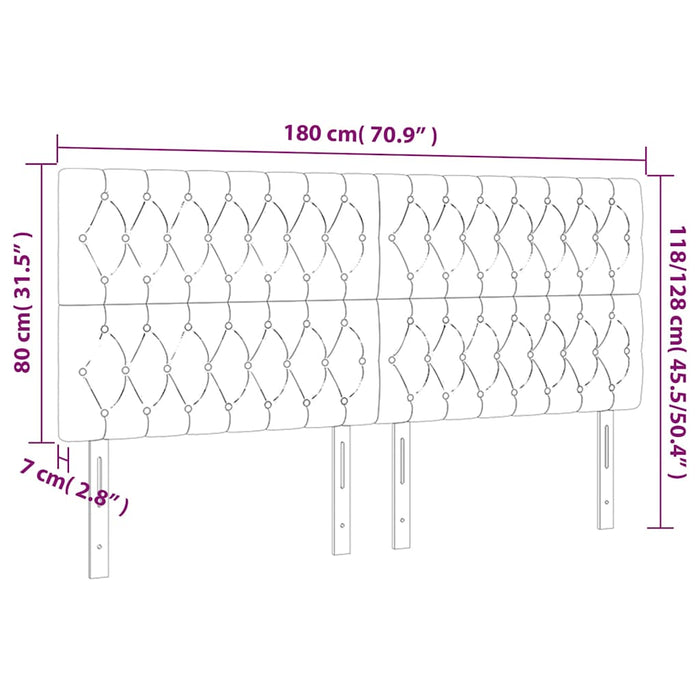 Tăblie de pat cu LED, albastru închis, 180x7x118/128cm, catifea WALTI
