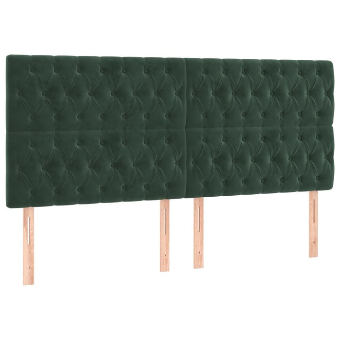 Tăblie de pat cu LED, verde închis, 200x7x118/128 cm, catifea - WALTI WALTI