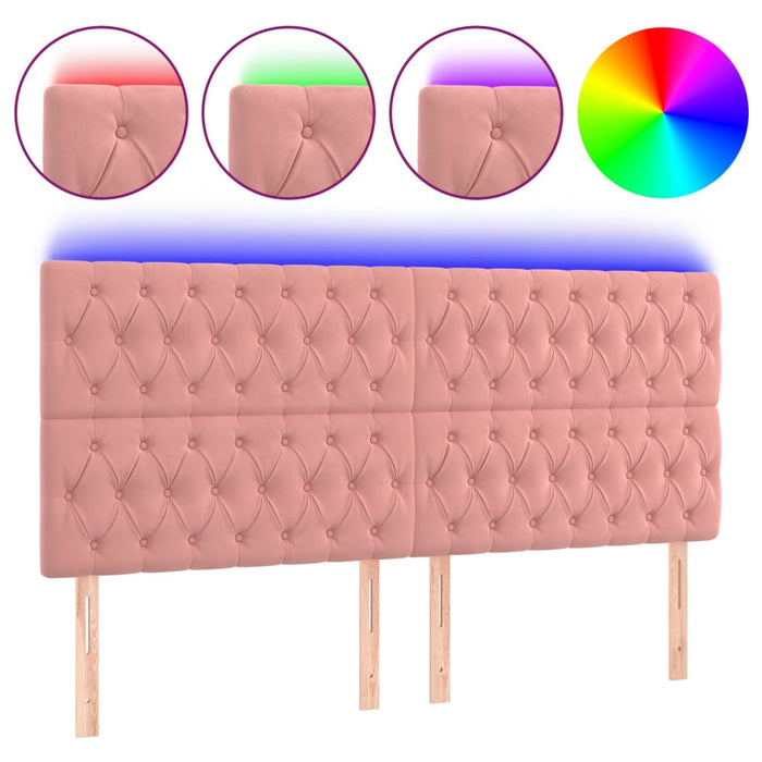 Tăblie de pat cu LED, roz, 200x7x118/128 cm, catifea - WALTI WALTI