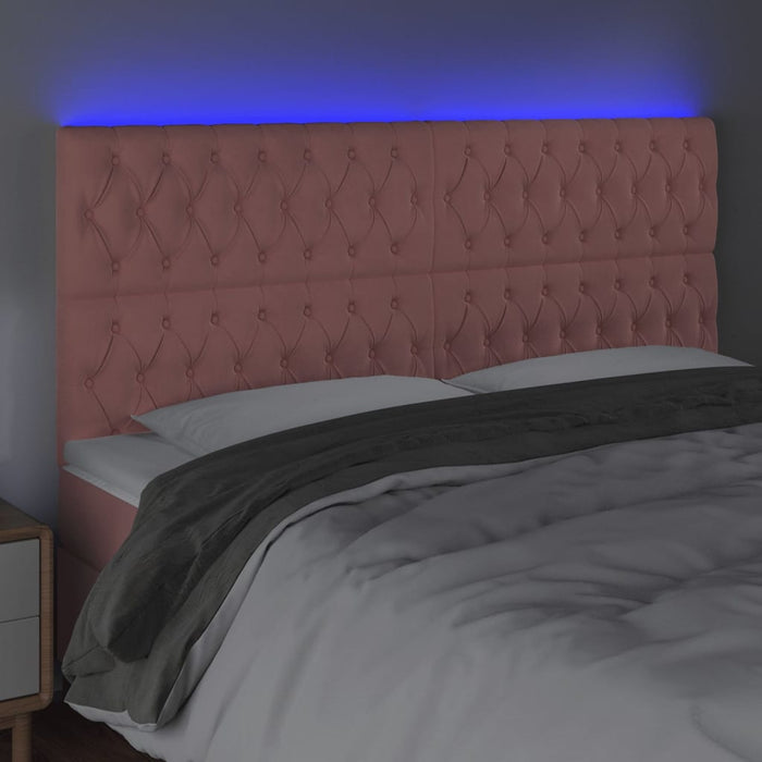 Tăblie de pat cu LED, roz, 200x7x118/128 cm, catifea - WALTI WALTI