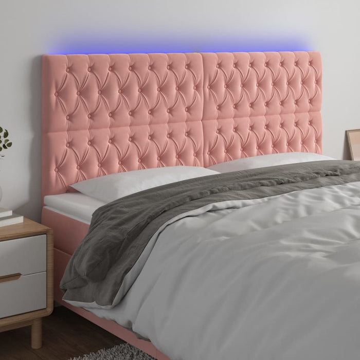 Tăblie de pat cu LED, roz, 200x7x118/128 cm, catifea - WALTI WALTI