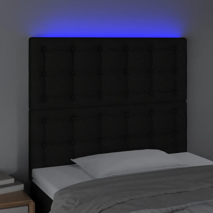 Tăblie de pat cu LED, negru, 80x5x118/128 cm, textil - WALTI WALTI