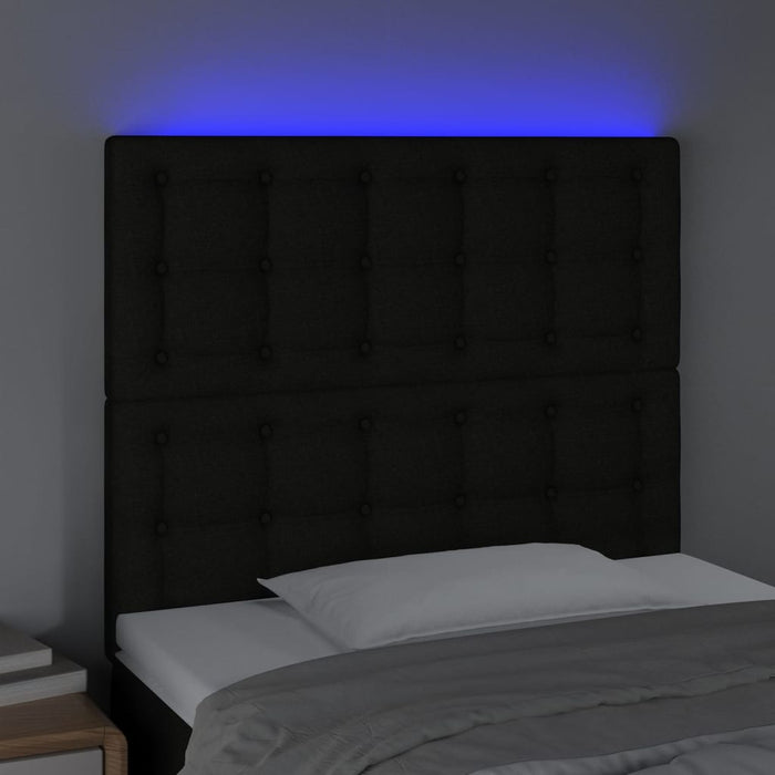 Tăblie de pat cu LED, negru, 90x5x118/128 cm, textil - WALTI WALTI