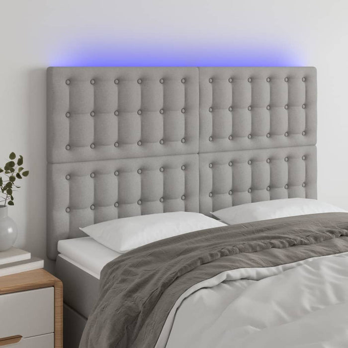 Tăblie de pat cu LED, gri deschis, 144x5x118/128 cm, textil - WALTI WALTI