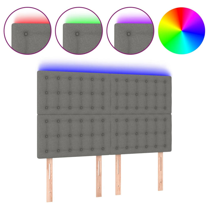 Tăblie de pat cu LED, gri închis, 144x5x118/128 cm, textil - WALTI WALTI