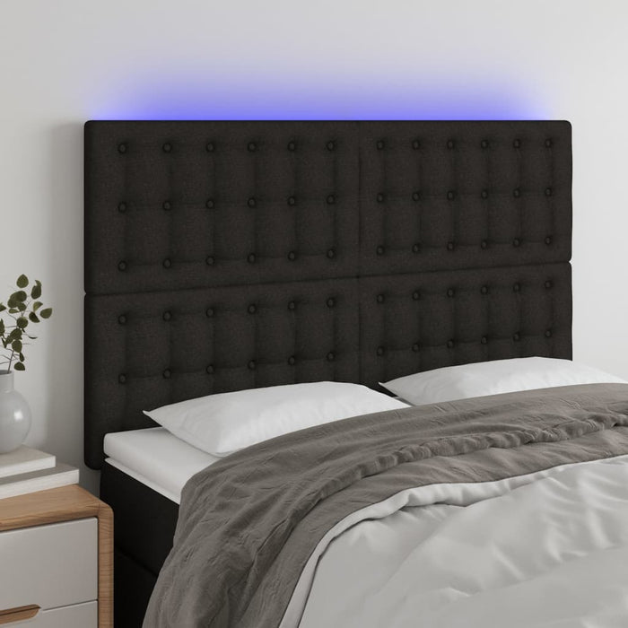 Tăblie de pat cu LED, negru, 144x5x118/128 cm, textil - WALTI WALTI