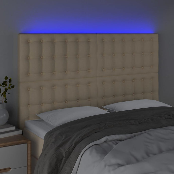 Tăblie de pat cu LED, crem, 144x5x118/128 cm, textil - WALTI WALTI