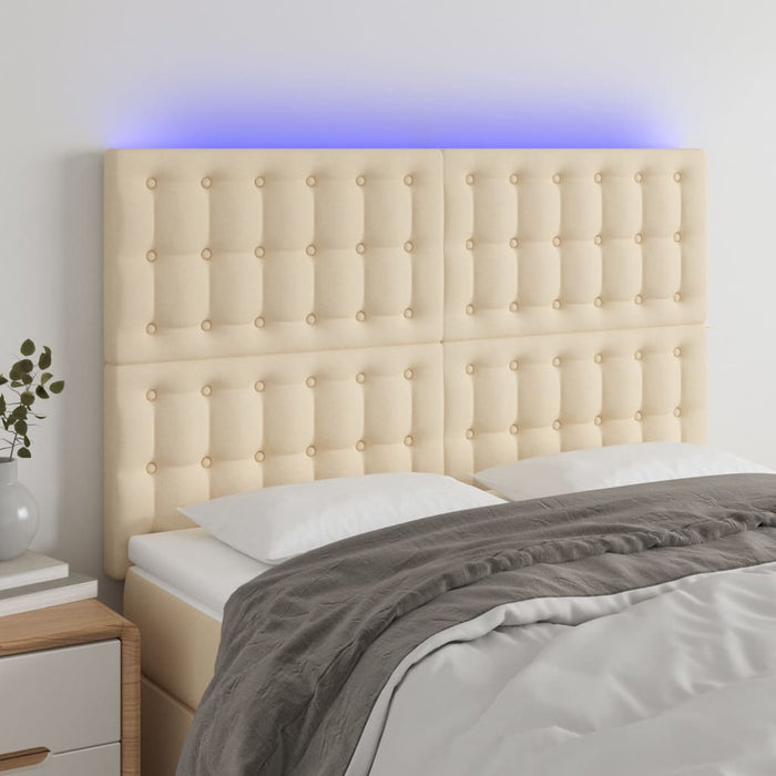 Tăblie de pat cu LED, crem, 144x5x118/128 cm, textil - WALTI WALTI