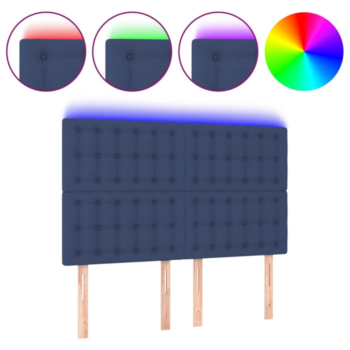 Tăblie de pat cu LED, albastru, 144x5x118/128 cm, textil - WALTI WALTI