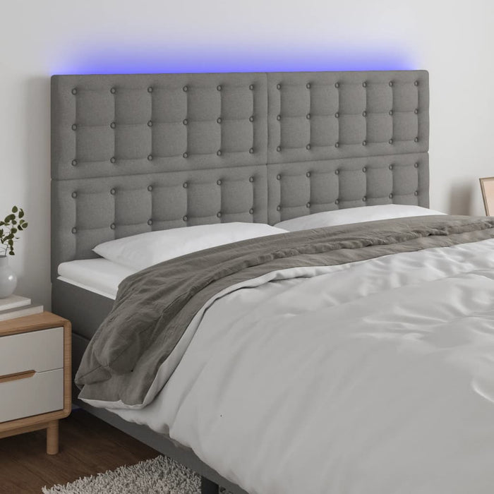 Tăblie de pat cu LED, gri închis, 160x5x118/128 cm, textil - WALTI WALTI