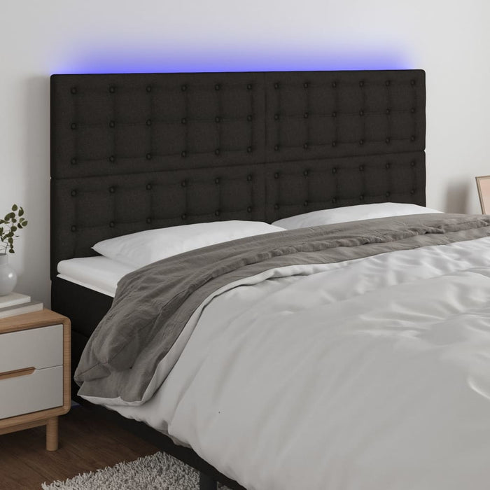 Tăblie de pat cu LED, negru, 160x5x118/128 cm, textil - WALTI WALTI