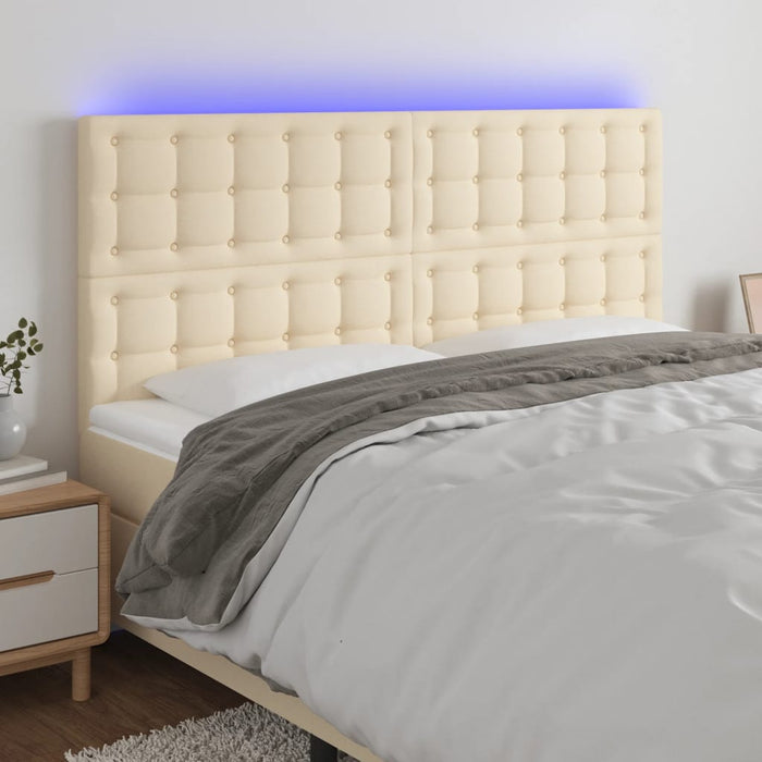 Tăblie de pat cu LED, crem, 160x5x118/128 cm, textil - WALTI WALTI