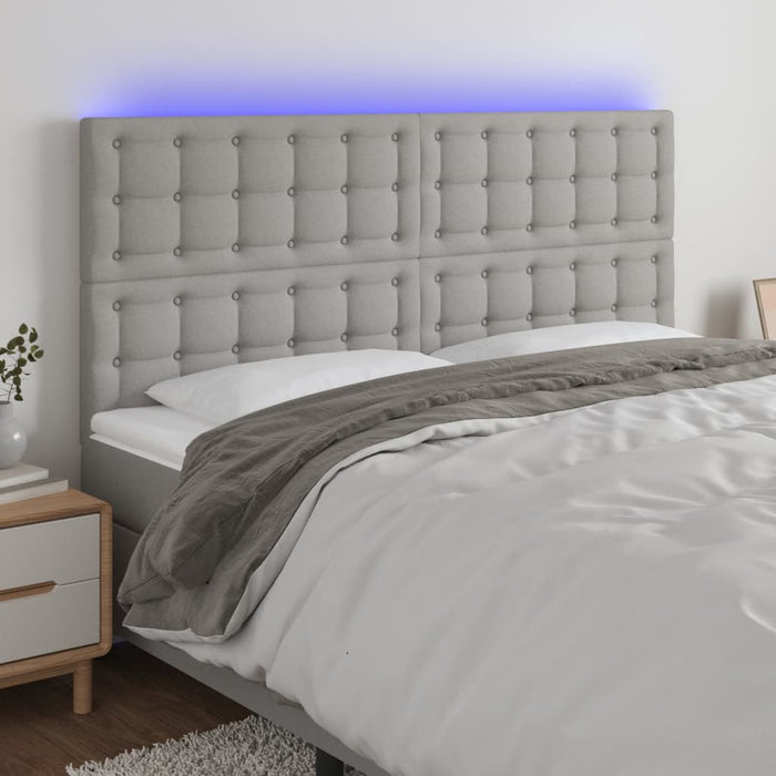 Tăblie de pat cu LED, gri deschis, 180x5x118/128 cm, textil - WALTI WALTI