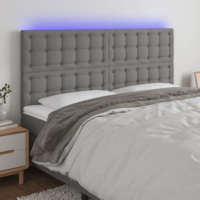 Tăblie de pat cu LED, gri închis, 200x5x118/128 cm, textil - WALTI WALTI