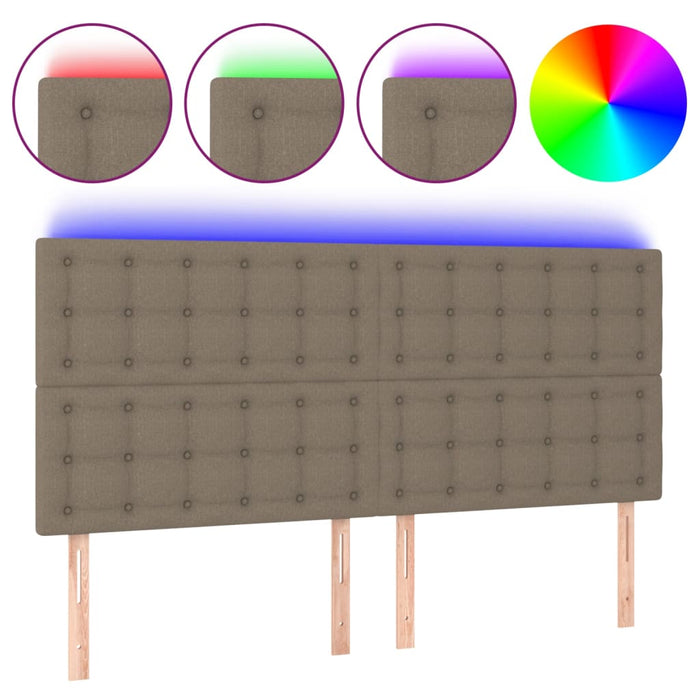 Tăblie de pat cu LED, gri taupe, 200x5x118/128 cm, textil - WALTI WALTI