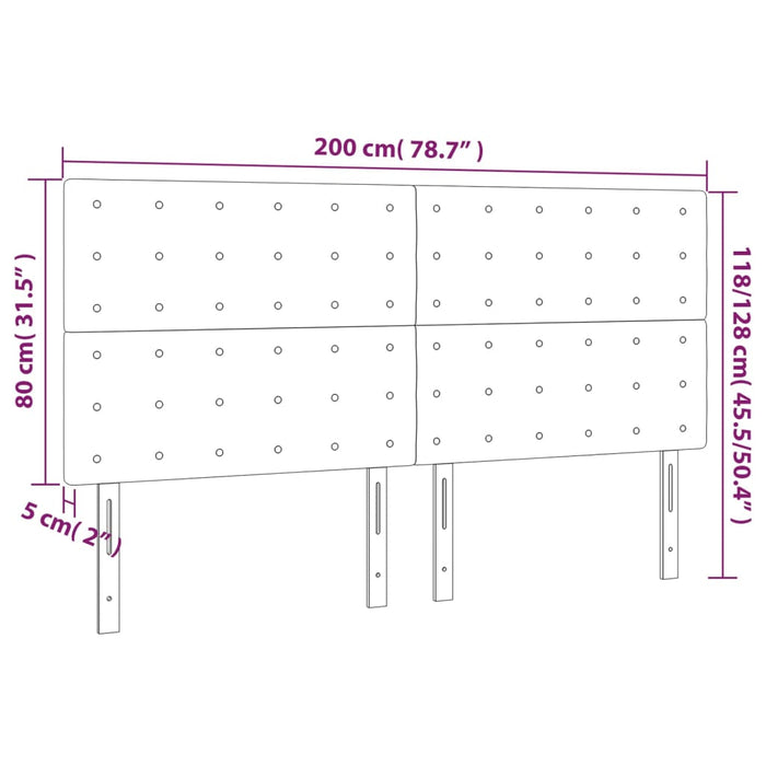Tăblie de pat cu LED, crem, 200x5x118/128 cm, textil WALTI