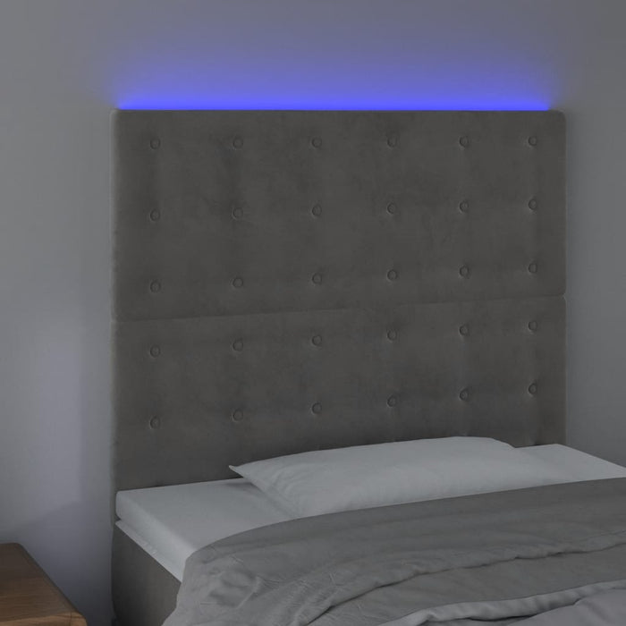 Tăblie de pat cu LED, gri deschis, 80x5x118/128 cm, catifea - WALTI WALTI
