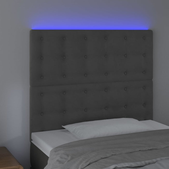 Tăblie de pat cu LED, gri închis, 80x5x118/128 cm, catifea - WALTI WALTI