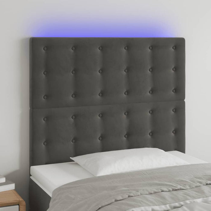 Tăblie de pat cu LED, gri închis, 80x5x118/128 cm, catifea - WALTI WALTI