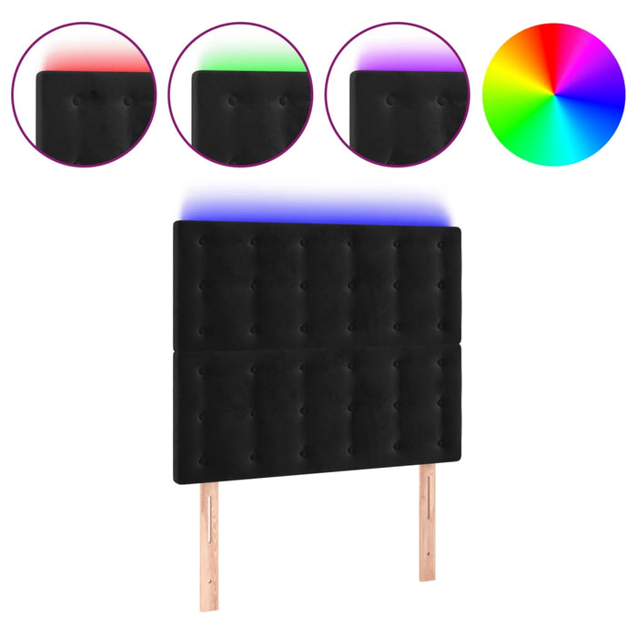 Tăblie de pat cu LED, negru, 80x5x118/128 cm, catifea - WALTI WALTI