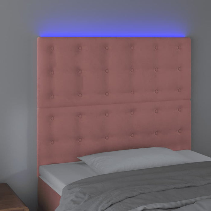 Tăblie de pat cu LED, roz, 80x5x118/128 cm, catifea - WALTI WALTI
