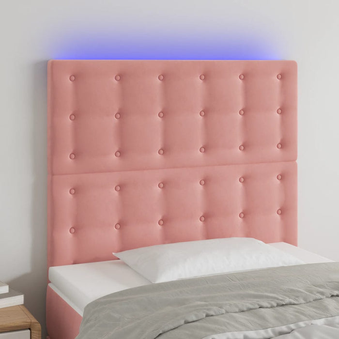 Tăblie de pat cu LED, roz, 80x5x118/128 cm, catifea - WALTI WALTI