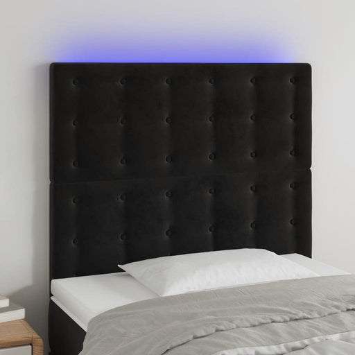 Tăblie de pat cu LED, negru, 90x5x118/128 cm, catifea - WALTI WALTI