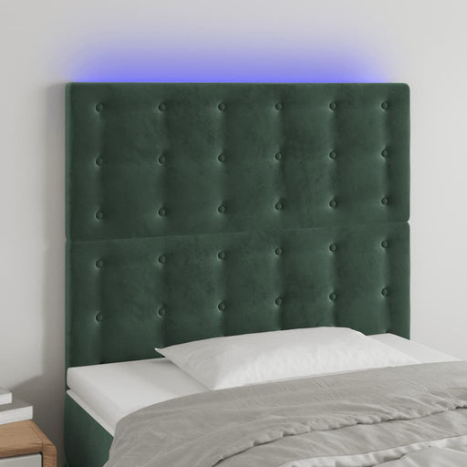 Tăblie de pat cu LED, verde închis, 90x5x118/128 cm, catifea - WALTI WALTI