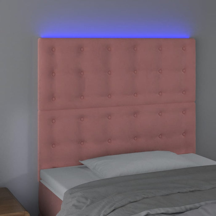 Tăblie de pat cu LED, roz, 90x5x118/128 cm, catifea - WALTI WALTI