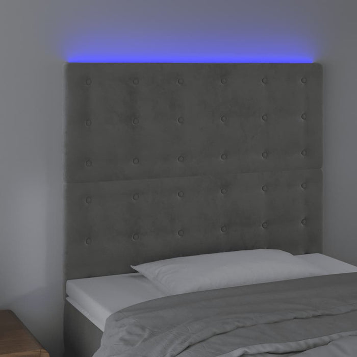 Tăblie de pat cu LED, gri deschis, 100x5x118/128 cm, catifea - WALTI WALTI