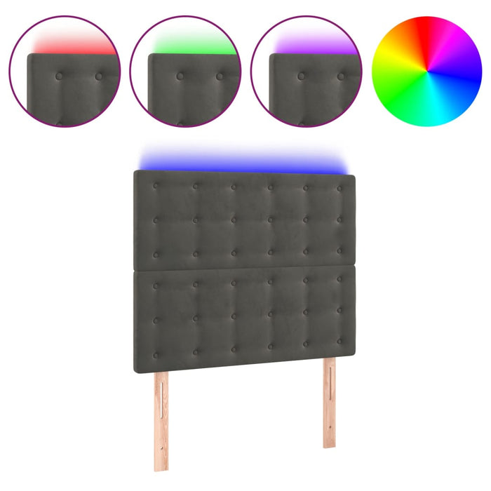 Tăblie de pat cu LED, gri închis, 100x5x118/128 cm, textil - WALTI WALTI